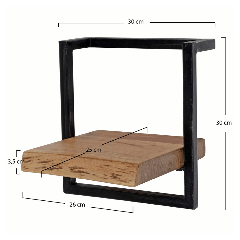 Livia wandplank met afmetingen